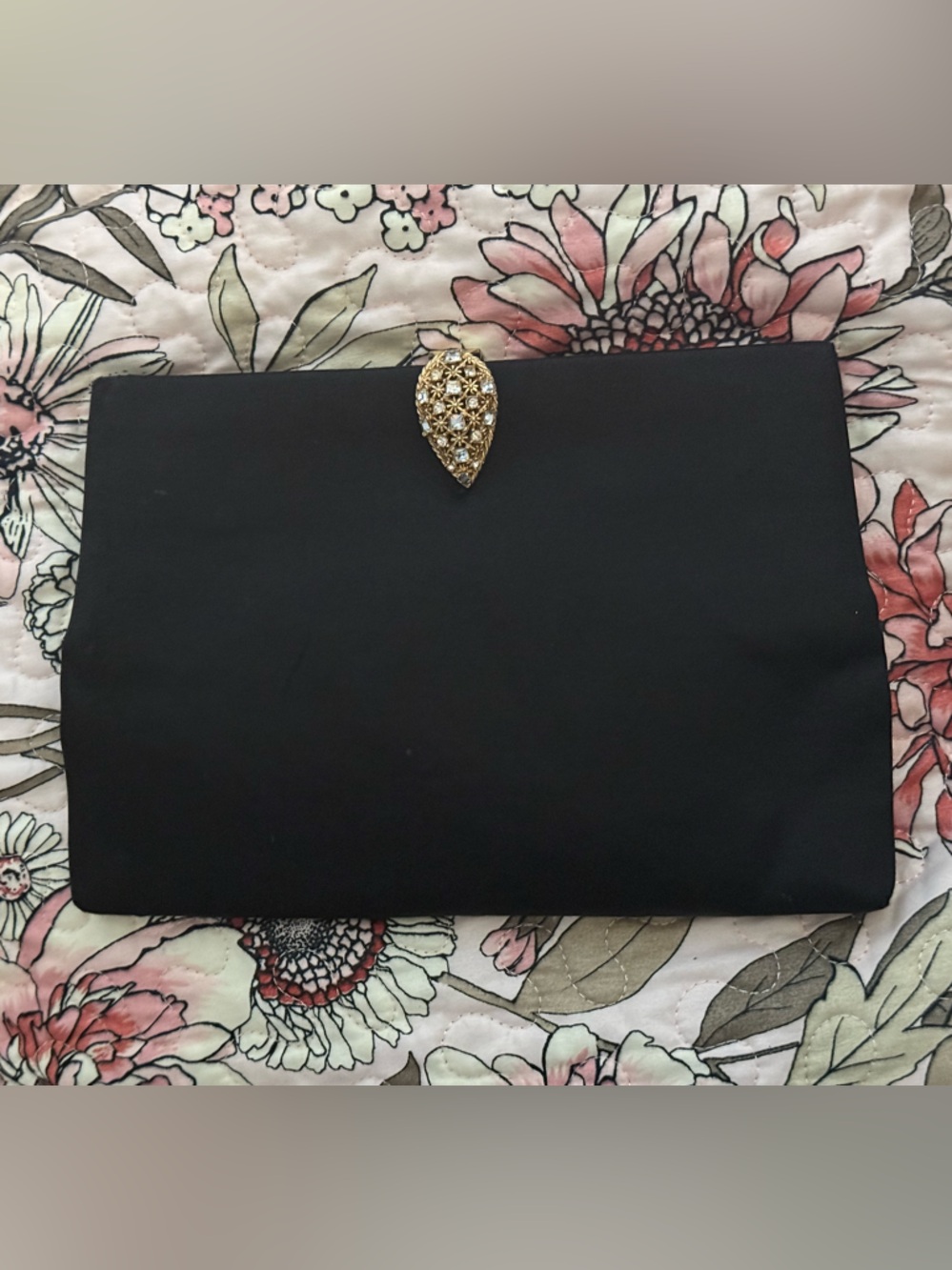 Koret Gazel Vintage Clutch Black Gold Jeweled Clasp